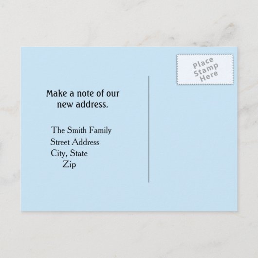 Blauwe Witte Verander van Adres Aankondigingskaart (Achterkant)