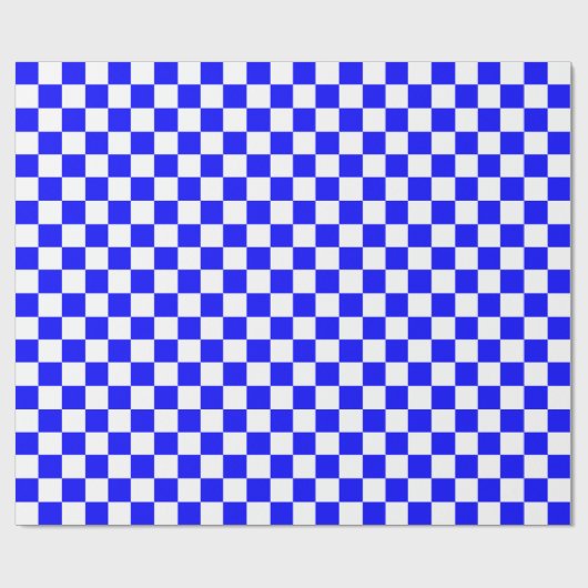 Blauwe, witte vierkantjes cadeaupapier (Vlak)