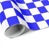 Blauwe, witte vierkantjes cadeaupapier (Rol Hoek)