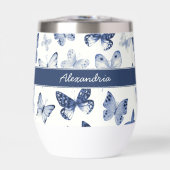 Blauwe & Witte Vlinder Monogram (Voorkant)