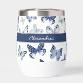 Blauwe & Witte Vlinder Monogram (Achterkant)