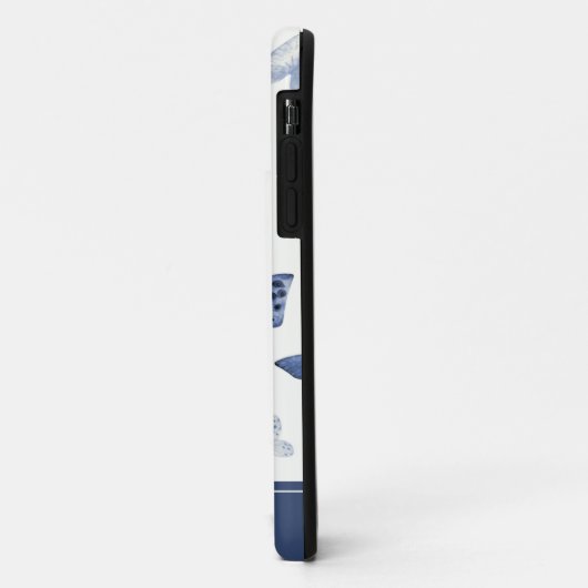 Blauwe & Witte Vlinder Monogram Case-Mate iPhone Case (Achterkant/links)