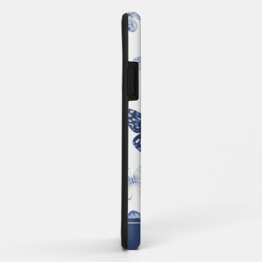 Blauwe & Witte Vlinder Monogram Case-Mate iPhone Case (Achterkant/rechts)