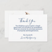 Blauwe witte vogel begrafenis dank u, sympathie notitiekaartje (Voorkant / Achterkant)