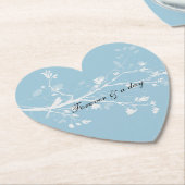 Blauwe Witte Vogel Takken Kartonnen Onderzetters (Gekanteld)