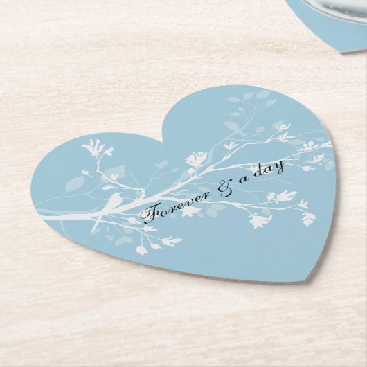 Blauwe Witte Vogel Takken Kartonnen Onderzetters (Gekanteld)