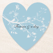 Blauwe Witte Vogel Takken Kartonnen Onderzetters (Voorkant)