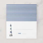 Blauwe Witte Vuurtoren Bruiloft Gevouwen Plaats Ka Plaatskaartje (Buitenkant ongevouwen)