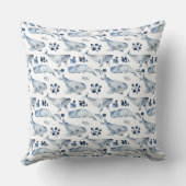 Blauwe witte walvis Ocean Theme Nursery Kussen (Achterkant)