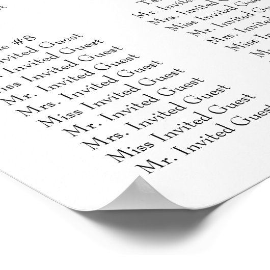 Blauwe witte Waterverf Floral Wedding Seating Char Poster (Hoek)