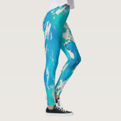 Blauwe witte waterverf leggings (Rechts)