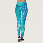 Blauwe witte waterverf leggings (Achterkant)