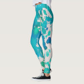 Blauwe witte waterverf leggings (Links)