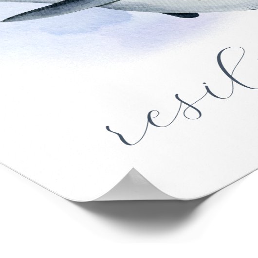 Blauwe witte Waterverf Orca Killer Whale Poster (Hoek)