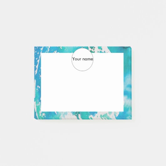 Blauwe witte waterverf post-it® notes (Voorkant)