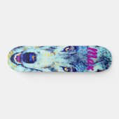 Blauwe witte Waterverf Snowy Winter Wolf Persoonlijk Skateboard (Horizontaal)