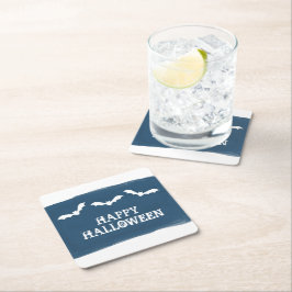 Blauwe witte Waterverf vleermuizen Halloween Kartonnen Onderzetters