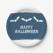 Blauwe witte Waterverf vleermuizen Halloween Papieren Bordje (Voorkant)