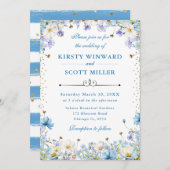 Blauwe witte wilde bloemen vergeten me Nots bruilo Kaart (Voorkant / Achterkant)