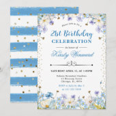 Blauwe witte wilde bloemen vergeten me Nots verjaa Kaart (Voorkant / Achterkant)