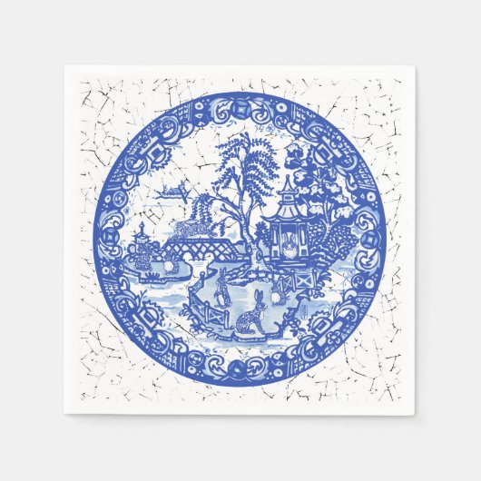 Blauwe witte wilde konijn servet (Voorkant)