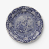 Blauwe witte wilg papieren bordje (Voorkant)