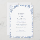 Blauwe Witte Willow Bloemenbruiloft Kaart (Voorkant)