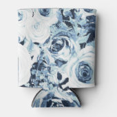 Blauwe Witte WinterFloral Rozen Shabby Chic Blikjeskoeler (Voorkant)