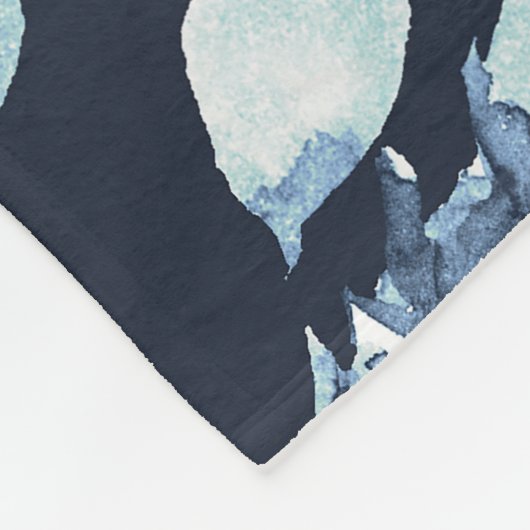 Blauwe Witte WinterFloral Rozen  Shabby Chic Fleece Deken (Hoek)