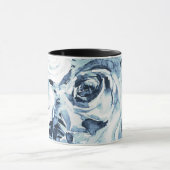 Blauwe Witte WinterFloral Rozen Shabby Chic Mok (Midden)