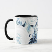 Blauwe Witte WinterFloral Rozen Shabby Chic Mok (Links)