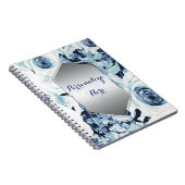 Blauwe Witte WinterFloral Rozen Shabby Chic Notitieboek (Rechterzijde)
