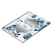 Blauwe Witte WinterFloral Rozen Shabby Chic Notitieboek (Linkerzijde)
