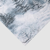 Blauwe witte wintersneeuw kerstbomen tissuepapier (Detail)