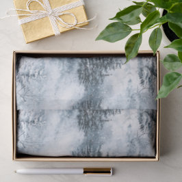 Blauwe witte wintersneeuw kerstbomen tissuepapier