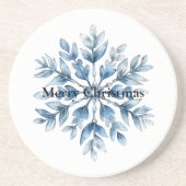 Blauwe witte wintersneeuwvlok zandsteen onderzetter (Voorkant)