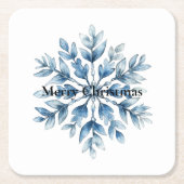 Blauwe witte wintersneeuwvlokken kartonnen onderzetters (Voorkant)