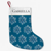 Blauwe witte wintersneeuwvlokken kleine kerstsok (Voorkant)