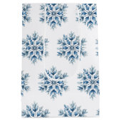 Blauwe witte wintersneeuwvlokken medium cadeauzakje (Achterkant)