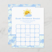 Blauwe witte wolken & Sun Baby shower Bingo Game (Voorkant / Achterkant)