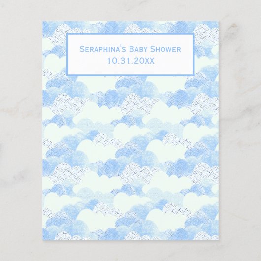 Blauwe witte wolken & Sun Baby shower Bingo Game (Achterkant)