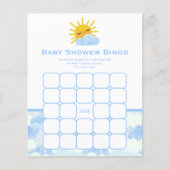 Blauwe witte wolken & Sun Baby shower Bingo Game (Voorkant)