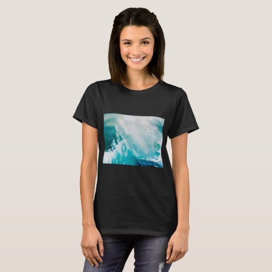 BLAUWE WITTE ZEE WAVELT IN HET STORM T-shirt (Voorkant volledig)