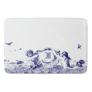 Blauwe & Witte Zeemeerminnen met Zeeen Hell Monogr Badmat
