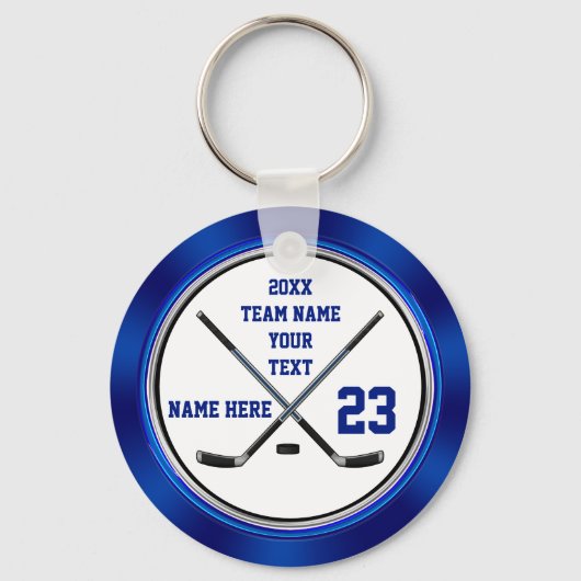 Blauwe witte zeep geeft hockey voor spelers, Hocke Sleutelhanger (Voorkant)