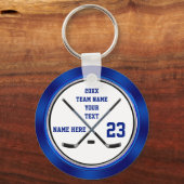 Blauwe witte zeep geeft hockey voor spelers, Hocke Sleutelhanger (Voorkant)