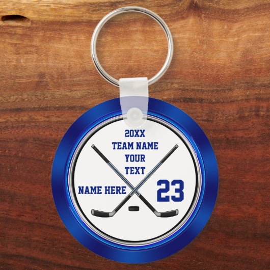 Blauwe witte zeep geeft hockey voor spelers, Hocke Sleutelhanger (Voorkant)