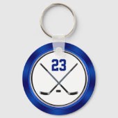 Blauwe witte zeep geeft hockey voor spelers, Hocke Sleutelhanger (Achterkant)
