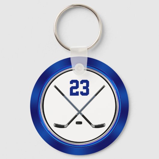 Blauwe witte zeep geeft hockey voor spelers, Hocke Sleutelhanger (Achterkant)