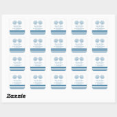 Blauwe witte zeeschelpen slaan de datum op vierkante sticker (Vel)
